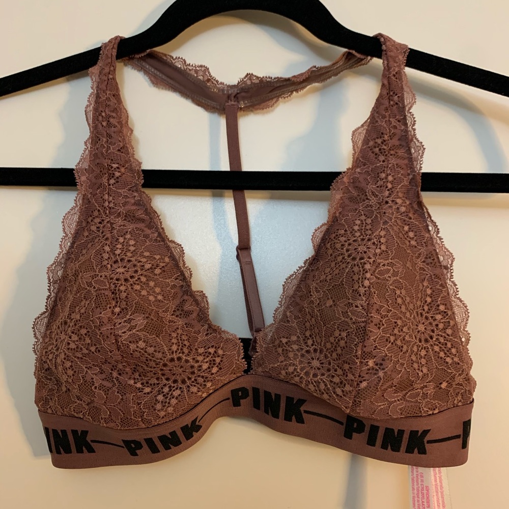 PINK Halter Neck Lace Bralette